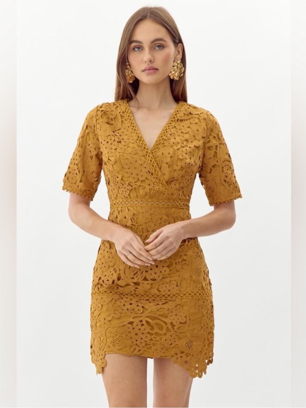 NWT Anthropologie Adelyn Rae Scalloped Crochet Lace Mini Dress Sz XL